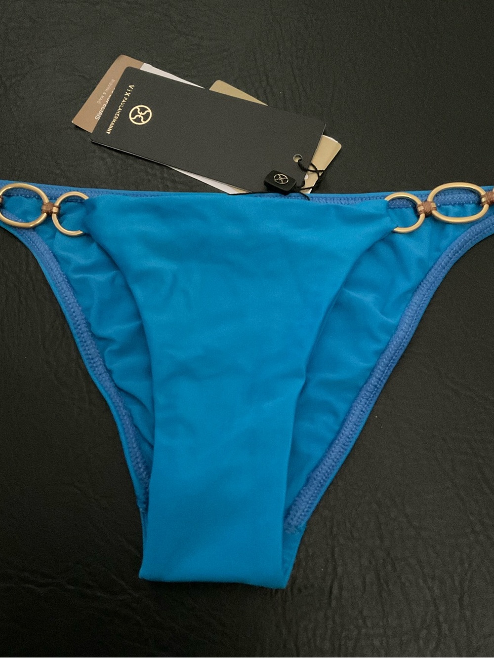 NWT VIX Amalfi Solid Blue Brazilian Bikini Bottoms Size X-Small